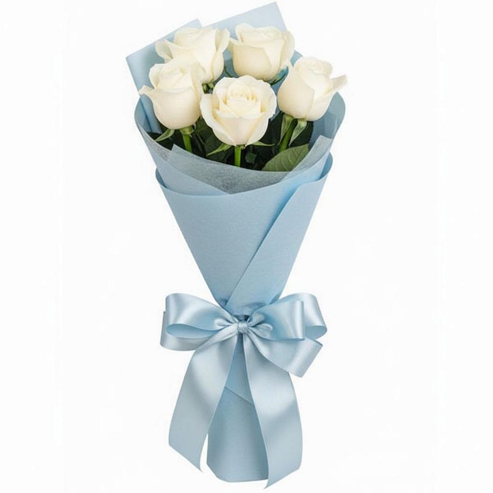 Букет 5 Белых роз Проуд в Краснокаменске Красноярского края