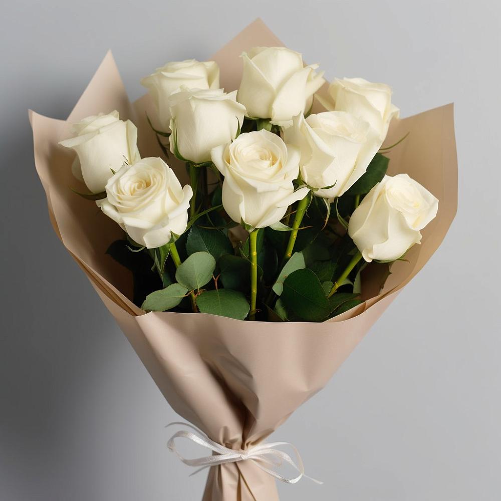 Букет 9 Белых роз Эдлесс Лав в Краснокаменске Красноярского края